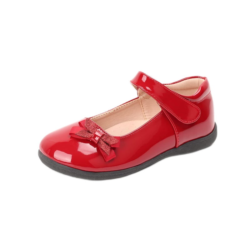 ALPHELIGANCE Girls Mary Jane Strap School Uniform Dress Flat Ballet Shoes Red - Image 1